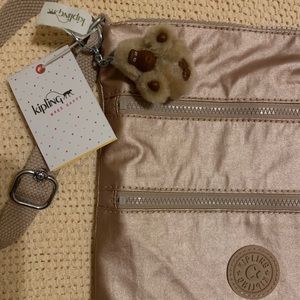 KIPLING ROSE GOLD METALLIC CROSSBODY BAG